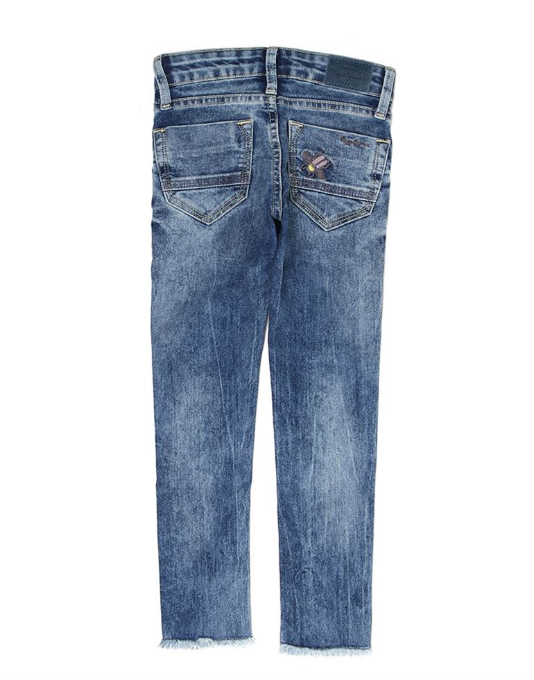 Pepe Jeans Girls Embroidered Blue Jeans